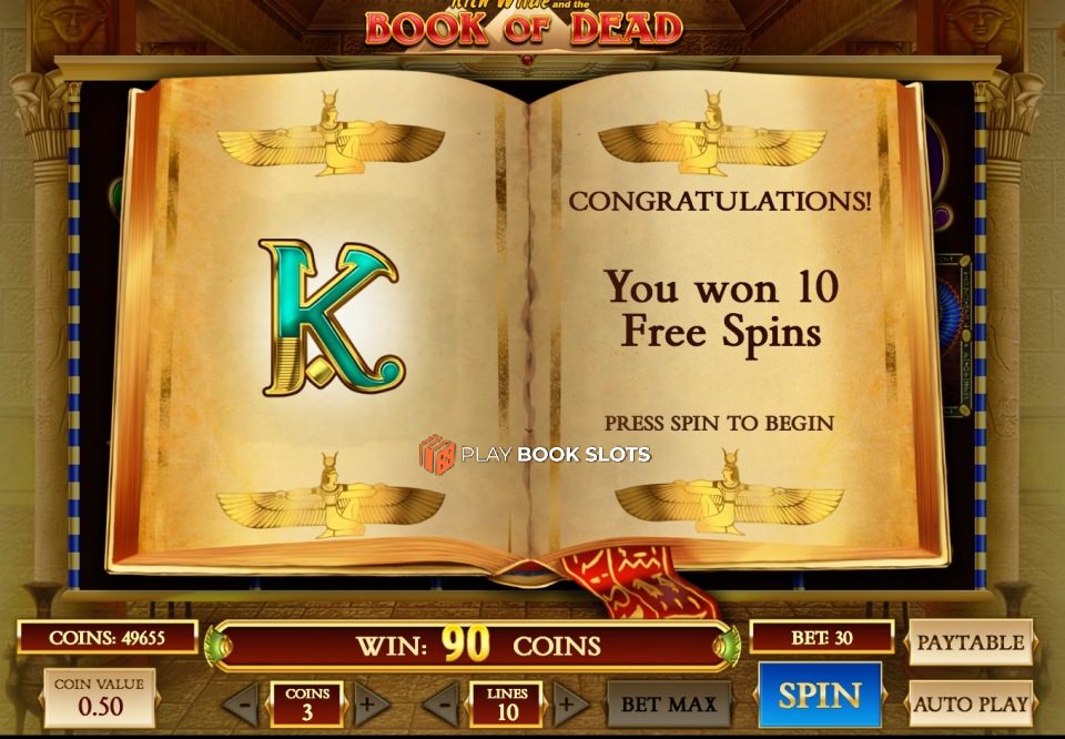 book of dead slot bonus awarded