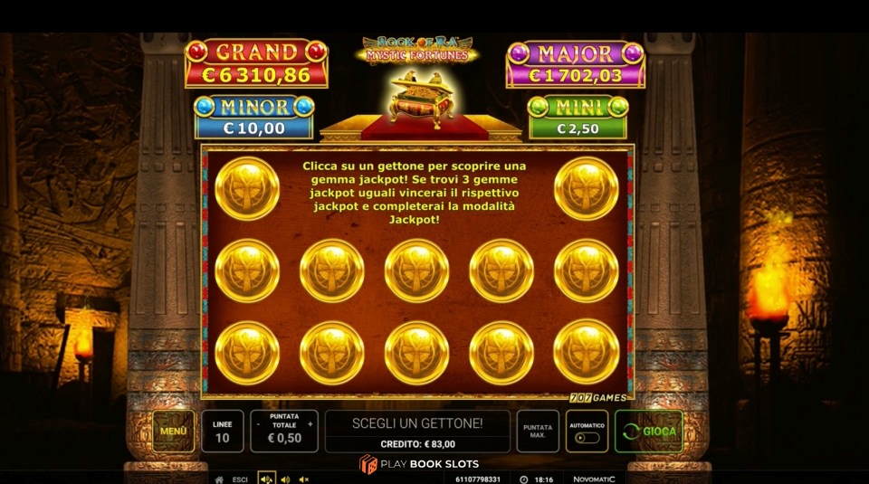 book of ra mystic fortunes, clicca su un gettone, jackpot