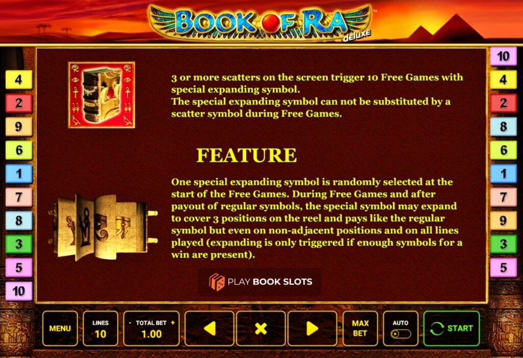 book of ra, informazioni del gioco